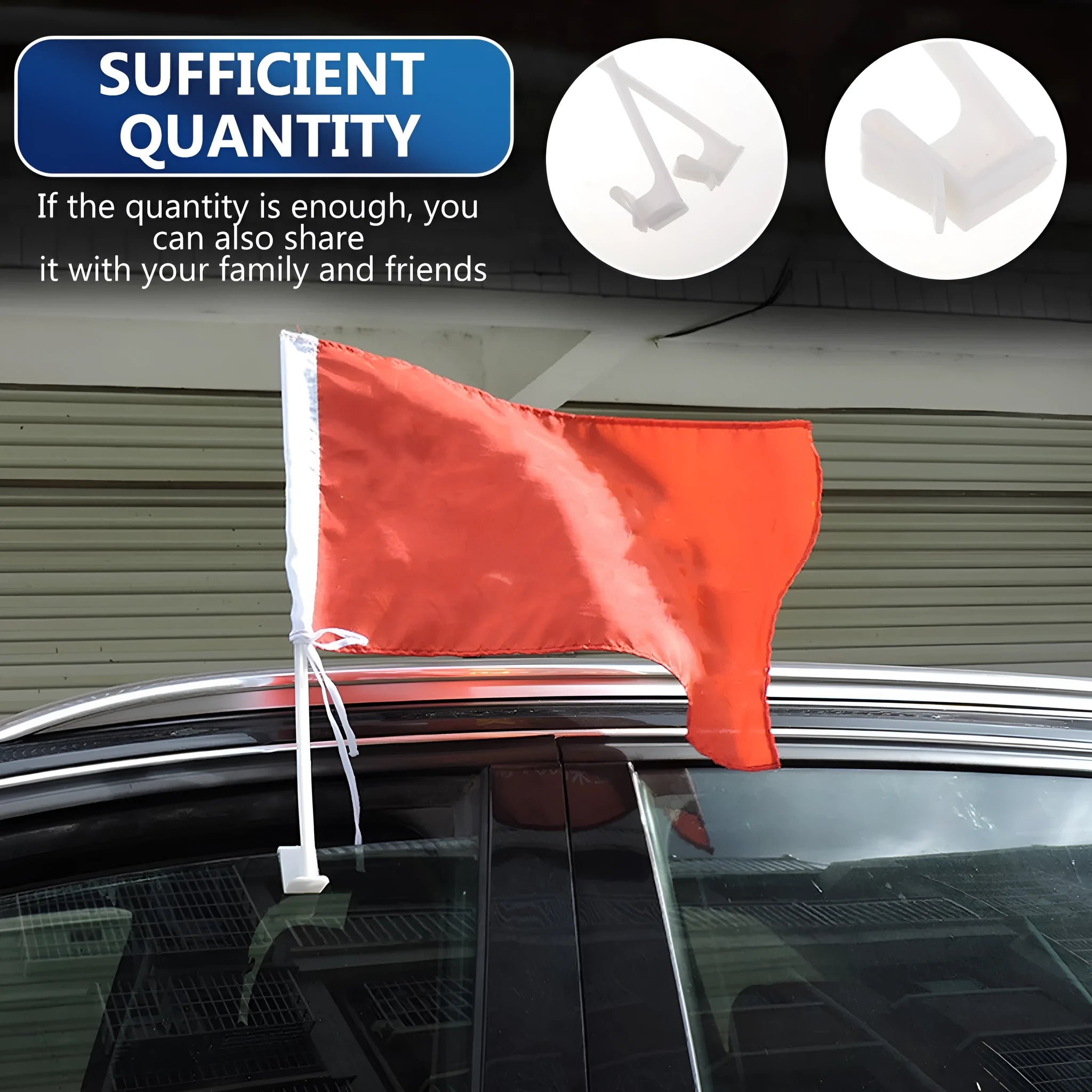 10 white PP plastic car window flag pole holder brackets for vehicle flag mounting