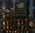 Halloween countdown advent calendar blind box with window displaying resin doll collectibles inside.