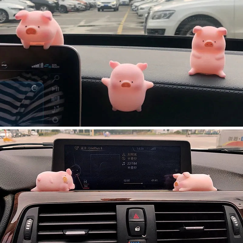 Cute cartoon pig resin ornament for car dashboard decoration
