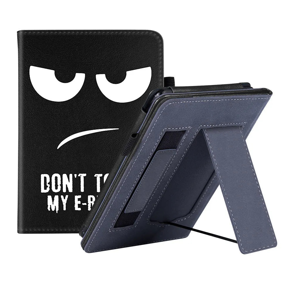 Kindle Paperwhite 11 leather case with wrist bracket showing calf leather exterior