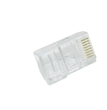 White network crystal head modular plug with gold-plated three-fork contacts and all copper insert construction