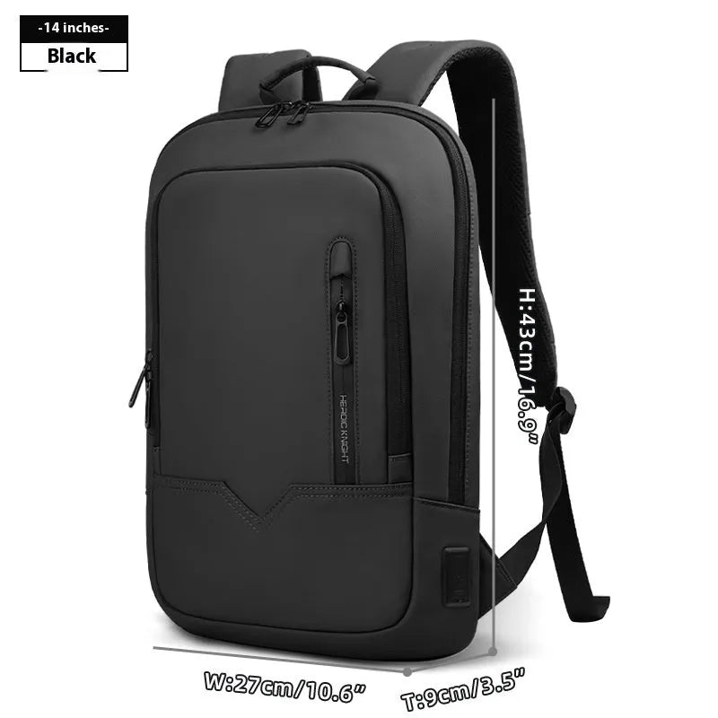 Lightweight polyester laptop backpack with USB charging port in multiple colour options