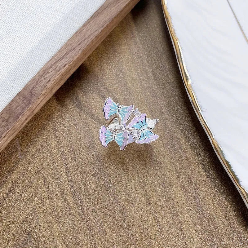 Adjustable copper insect ring with dripping oil finish in antique colours JZ2868A JZ2872A JZ2874A