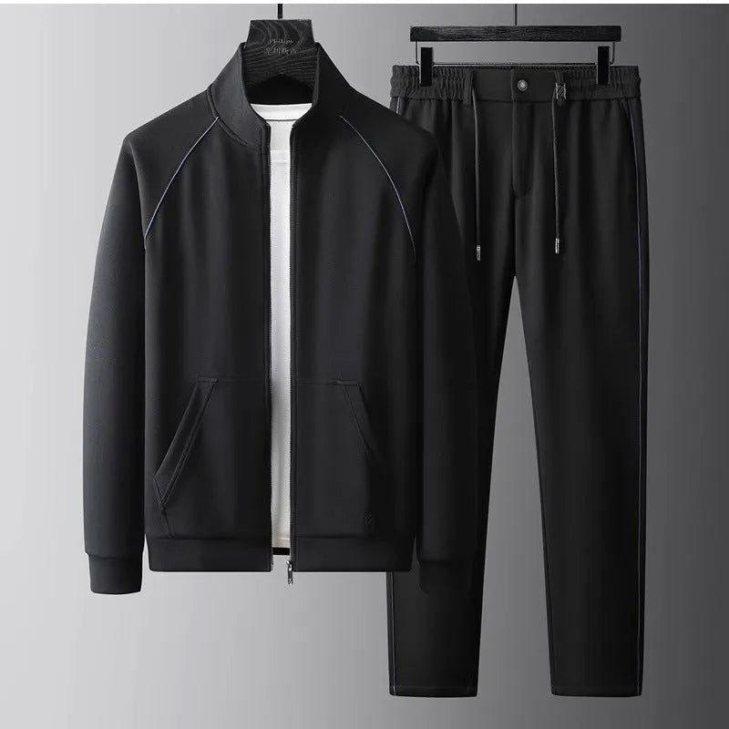 Men's stand collar sports suit in polyvinyl alcohol fibre with slim fit and long sleeves