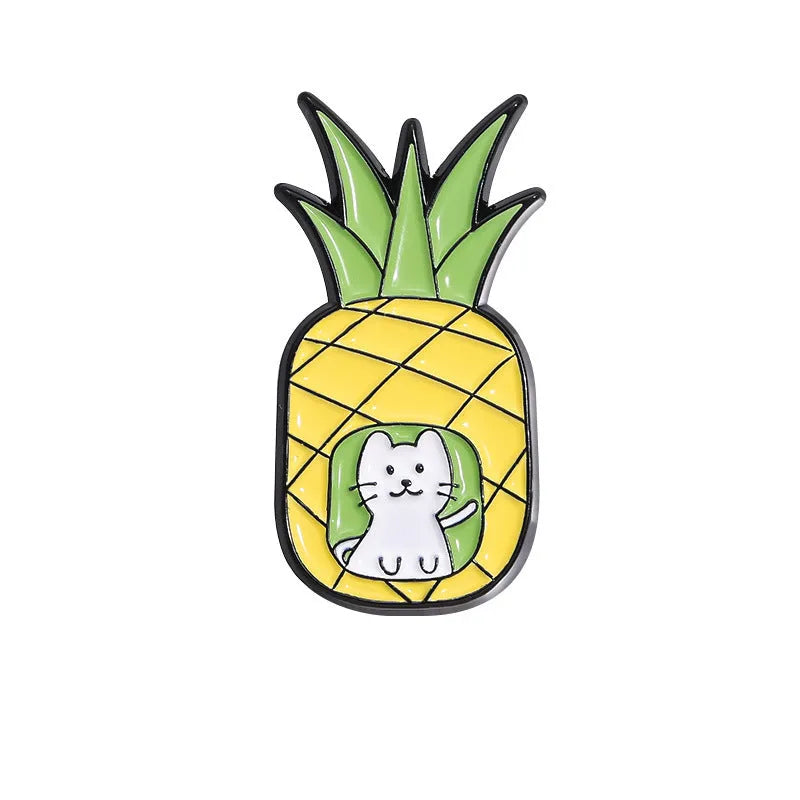 Colourful cartoon fruit and letter design metal brooch on zinc alloy pin