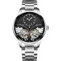 Automatic tourbillon moon phase watch with titanium case and metal face
