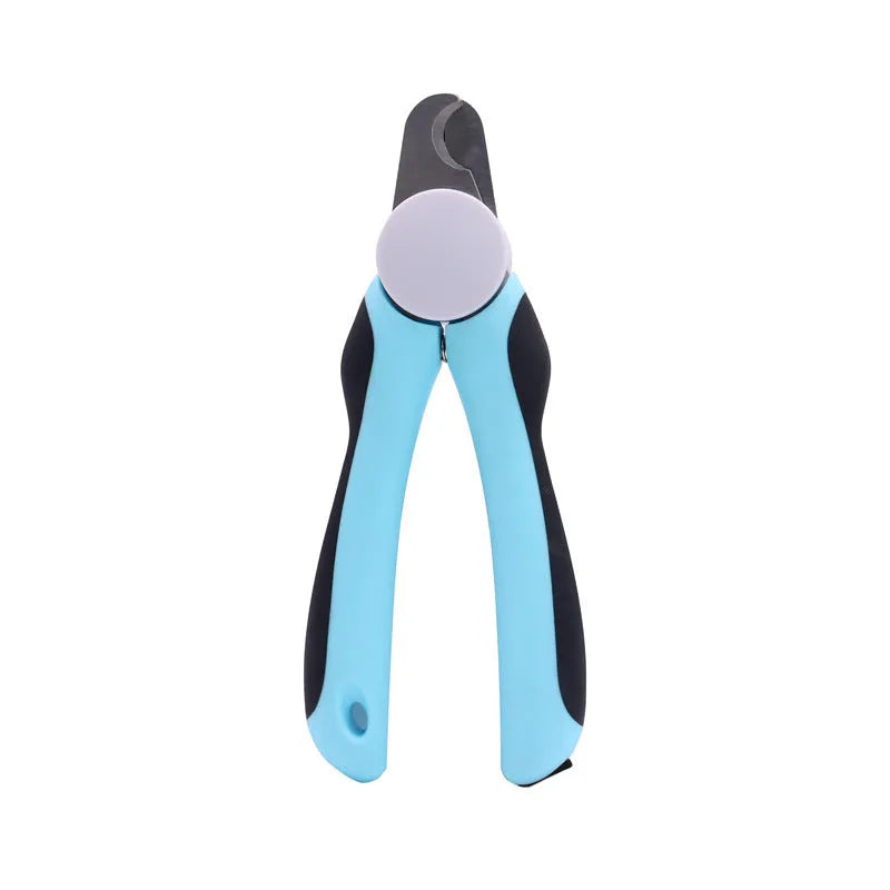 Blue heavy-duty dog nail clippers with a safety guard for large breeds and thick nails