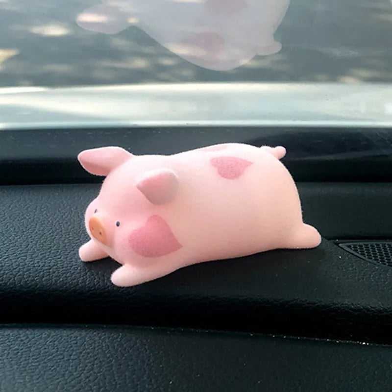 Cute cartoon pig resin ornament for car dashboard decoration