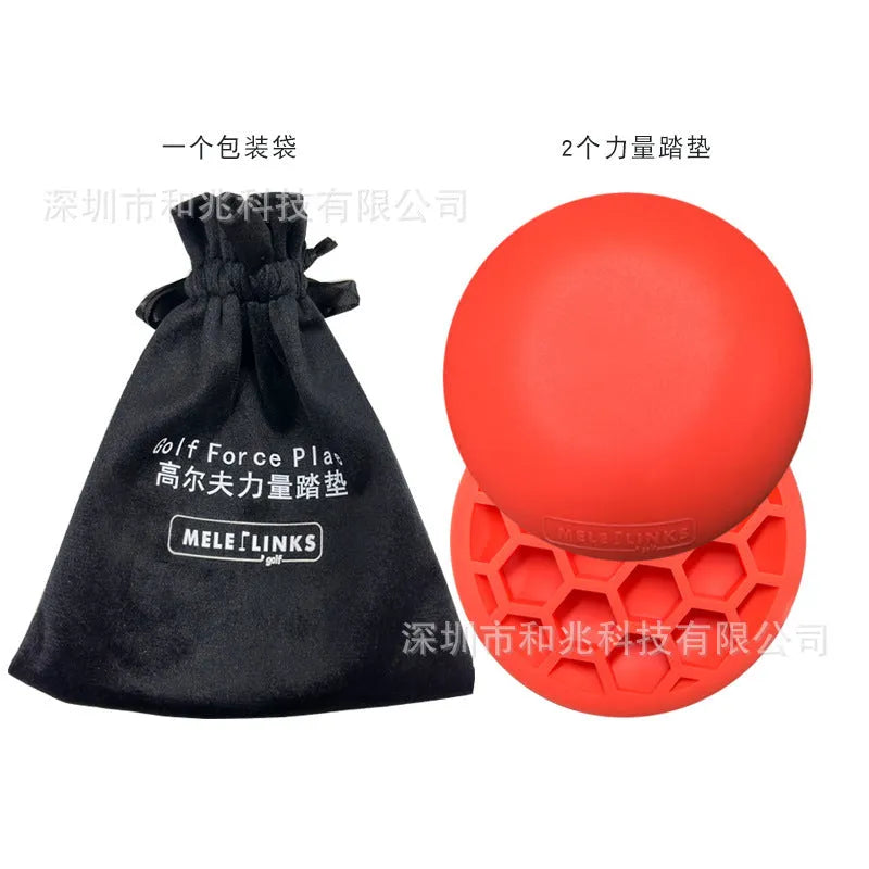 Orange-red golf training mat for centre of gravity practice with natural rubber construction