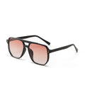 Women's black frame pink lens sunglasses with double square beam design and UV400 protection.