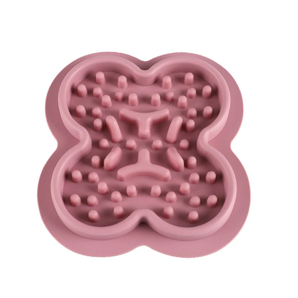 Silicone pet licking mat with textured ridges for slow feeding cats and dogs