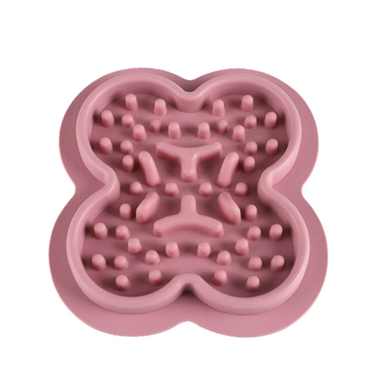 Silicone pet licking mat with textured ridges for slow feeding cats and dogs