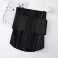 Nylon belly band waist trainer for tummy slimming in black and apricot colours.