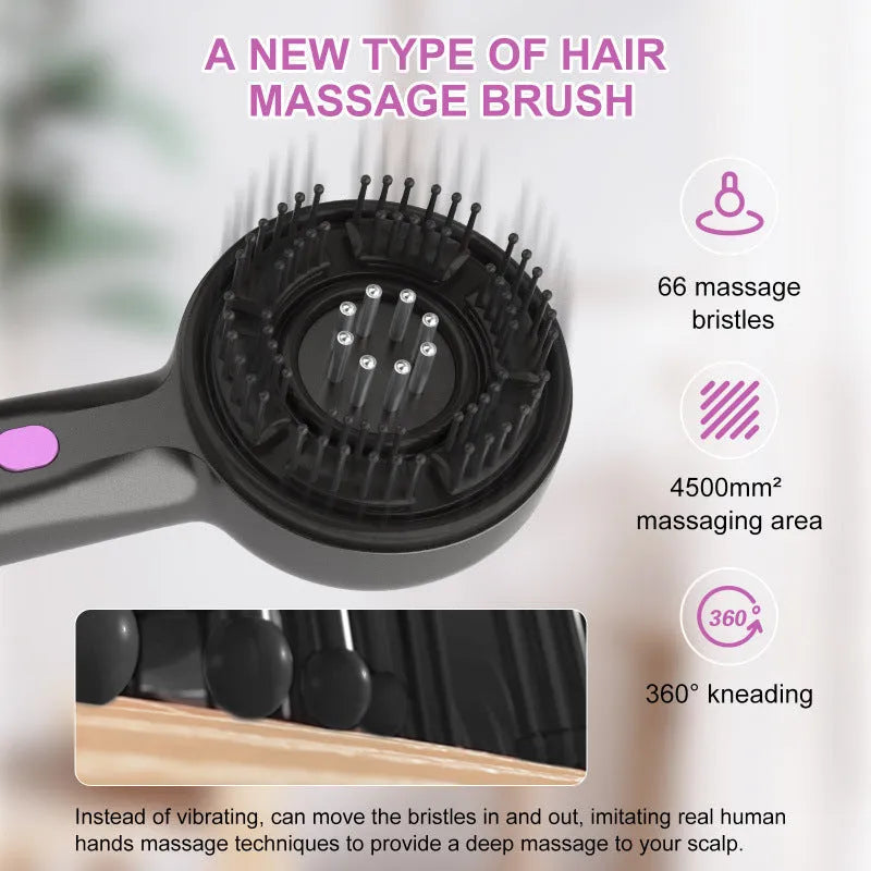 USB-powered grey head massage tingler with anti-leak hair brush design for scalp vibration.