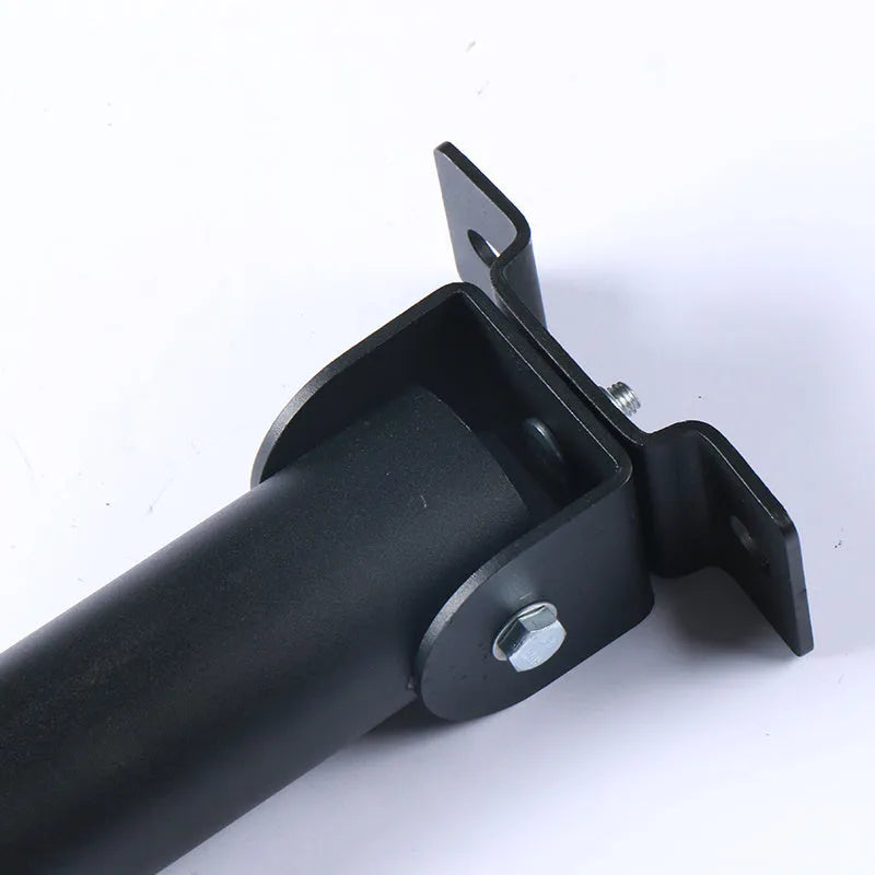 Steel wall-mounted barbell rack with 25 vertical tubes for shotgun barrel storage.