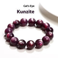 Natural purple lepidolite crystal bracelet with polished round beads in geometric shape