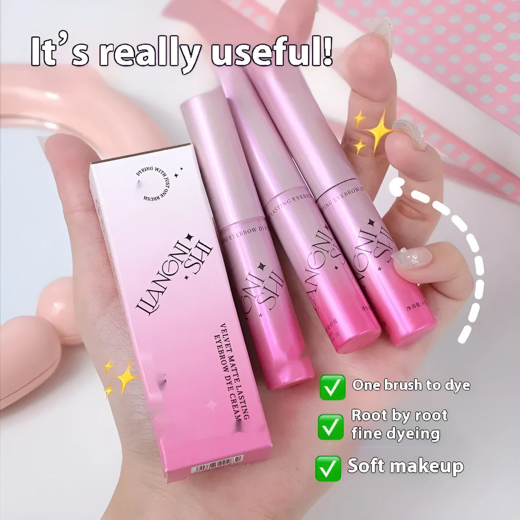 Eyebrow cream in four shades: coconut palm milk coffee, raw latte, coffee pink latte, and can be born