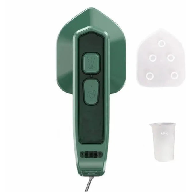 Dark green portable hanging ironing machine with ceramic panel and compact handheld design