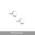 S999 sterling silver flat ear bone studs in silver and black colours, showing six size options from 3mm to 8mm diameter