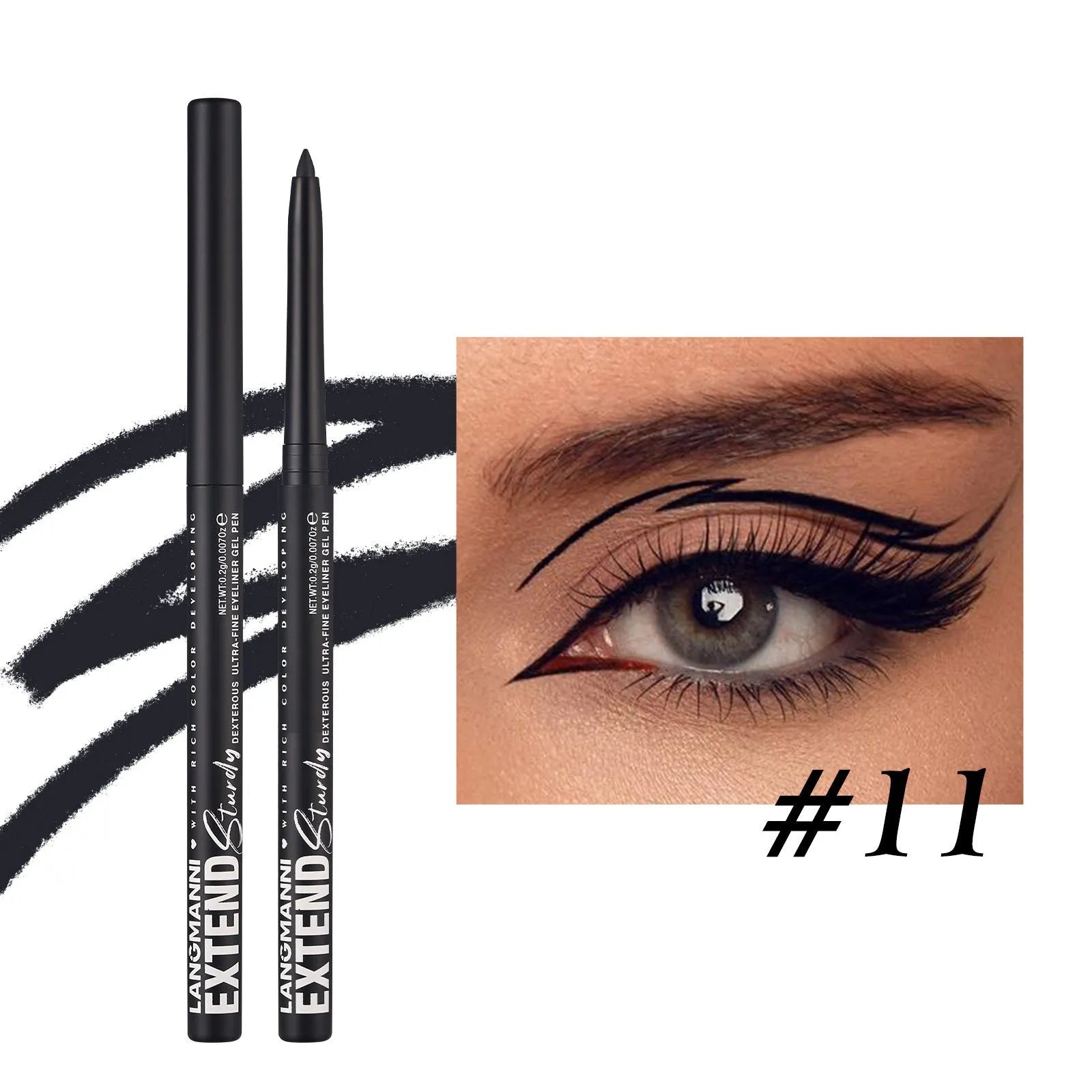 12 colourful gel eyeliner pencils in vibrant shades including glitter and metallic finishes
