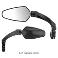 Pair of black rotatable acrylic bicycle rearview mirrors for mountain bike handlebars showing left and right units
