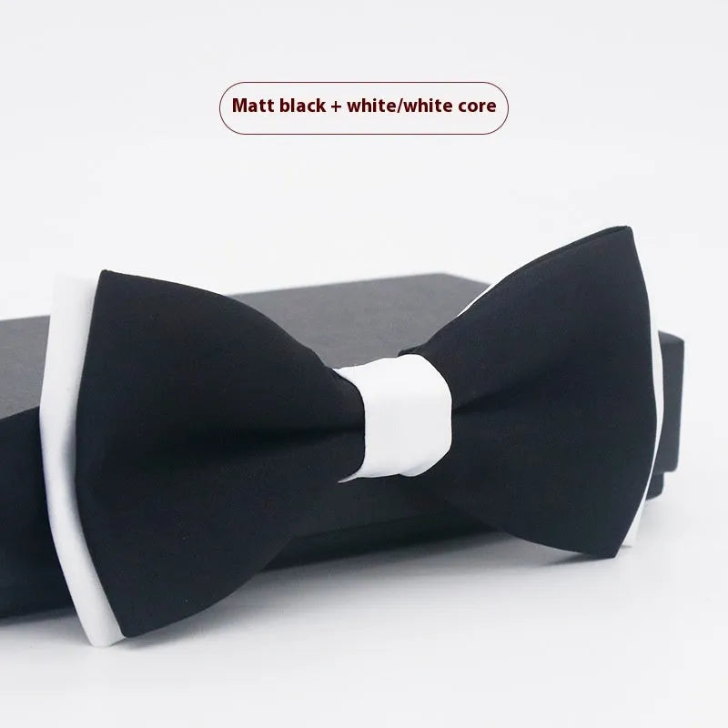 Men's solid colour formal bow tie in flat head style showing 12x6cm dimensions