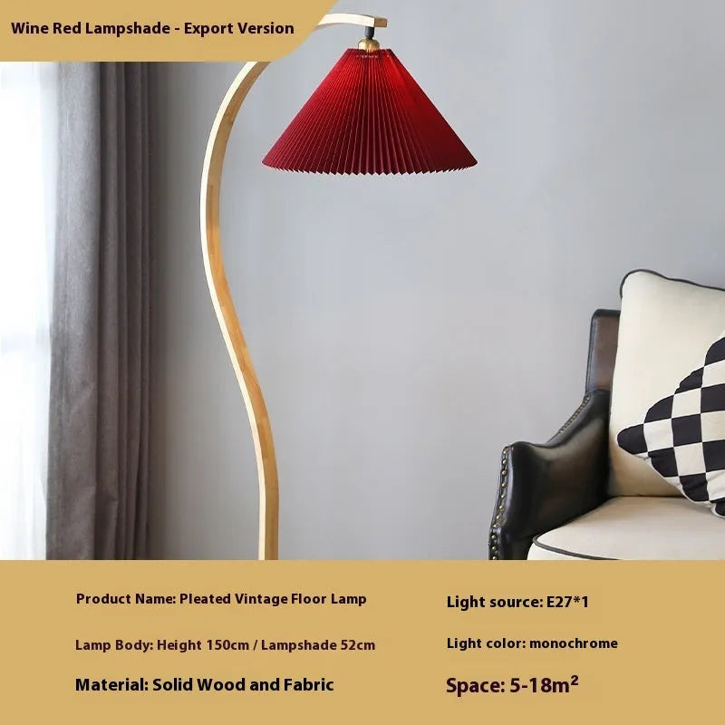 Vertical retro table lamp with fabric shade in choice of white or wine red colours