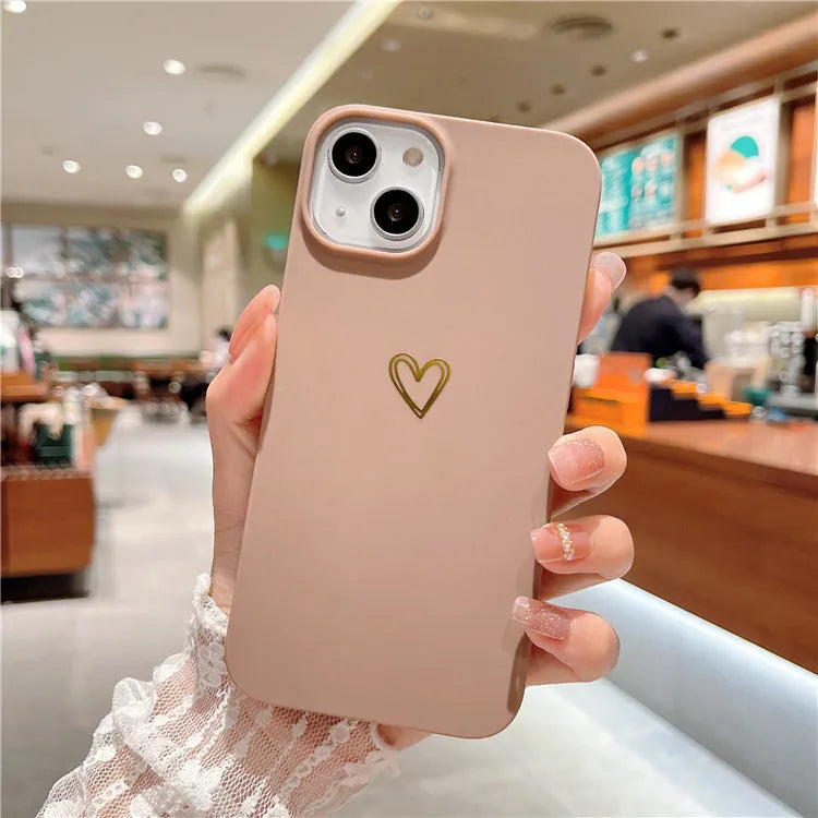 Soft silicone iPhone case with hot stamped love design in grey brown colour with non-slip TPU protection