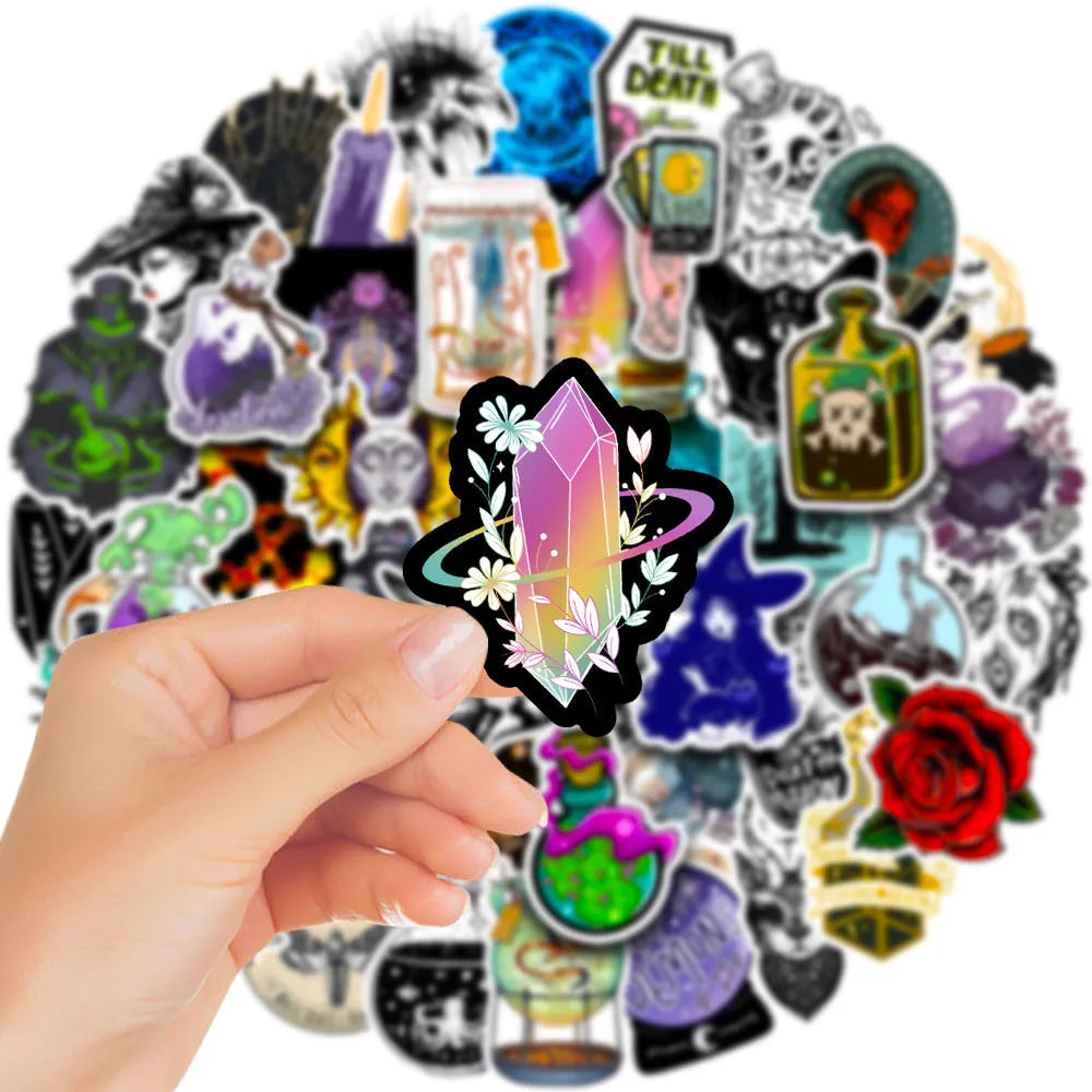50 waterproof PVC glossy stickers for laptops and smooth surfaces 3-8cm size
