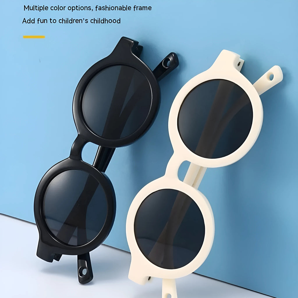 Children's silicone sunglasses with round frame and polarised lenses in multiple colours for 0-3 year olds