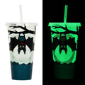 720ml Halloween-themed plastic sippy cup with luminous design and straw in cylindrical shape