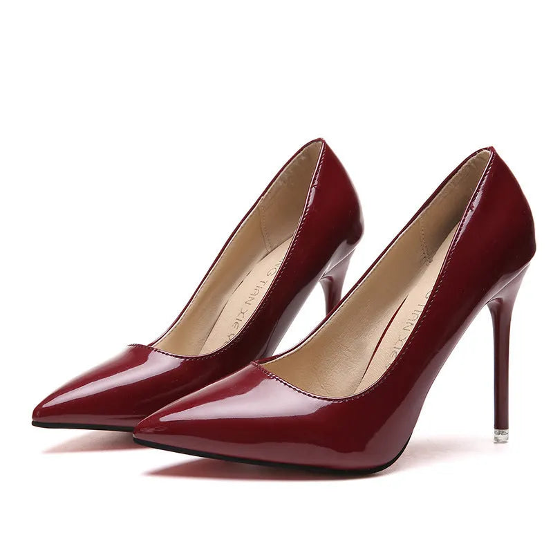 Women's pointed toe stiletto heels with super high 8cm+ heel in solid colour options