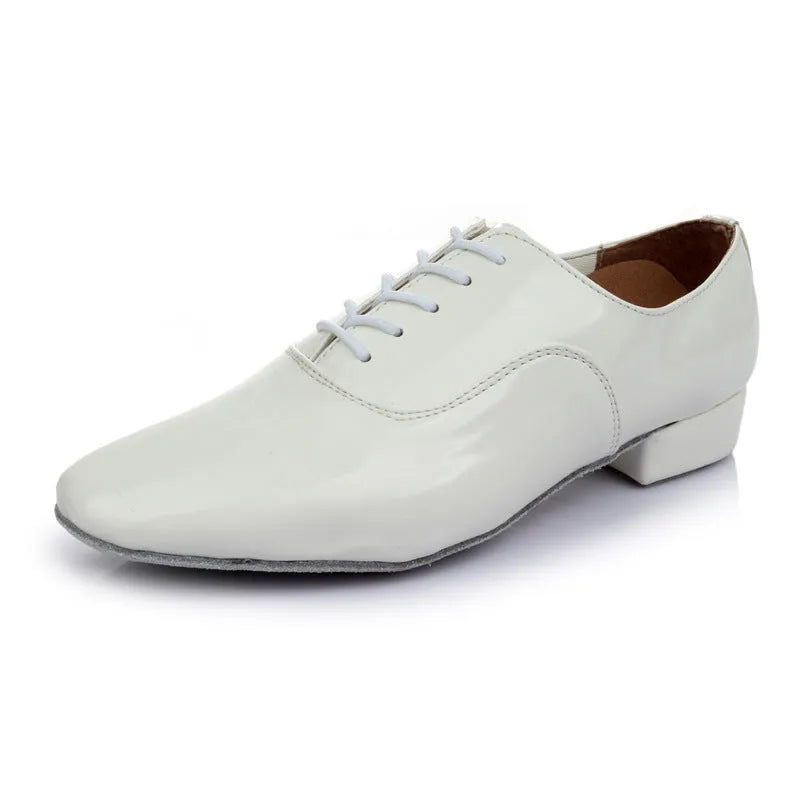 Men's black adult indoor dancing shoes with a calf leather sole for fitness and body shaping.