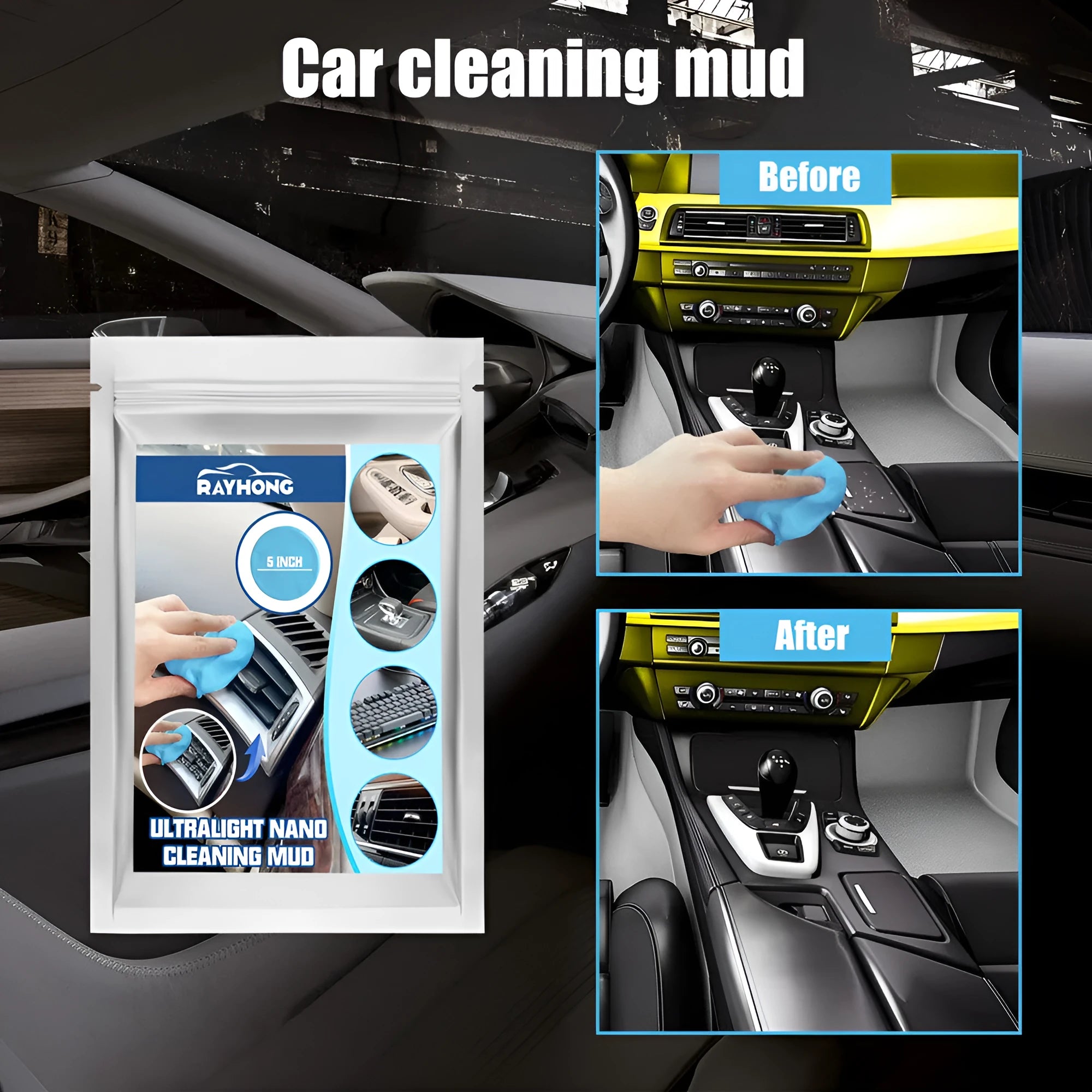 20g car cleaning mud putty for interior gap and vent dust removal, 15cm by 10cm size