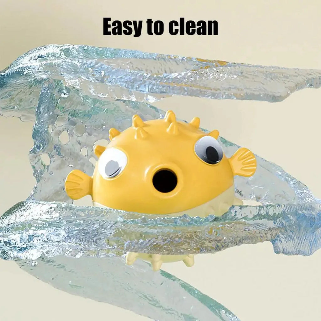 Yellow fish-shaped dog chew toy with convex texture and squeaker for aggressive chewers