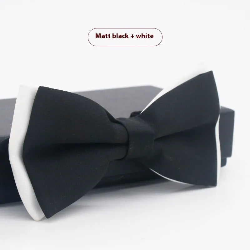 Men's solid colour formal bow tie in flat head style showing 12x6cm dimensions