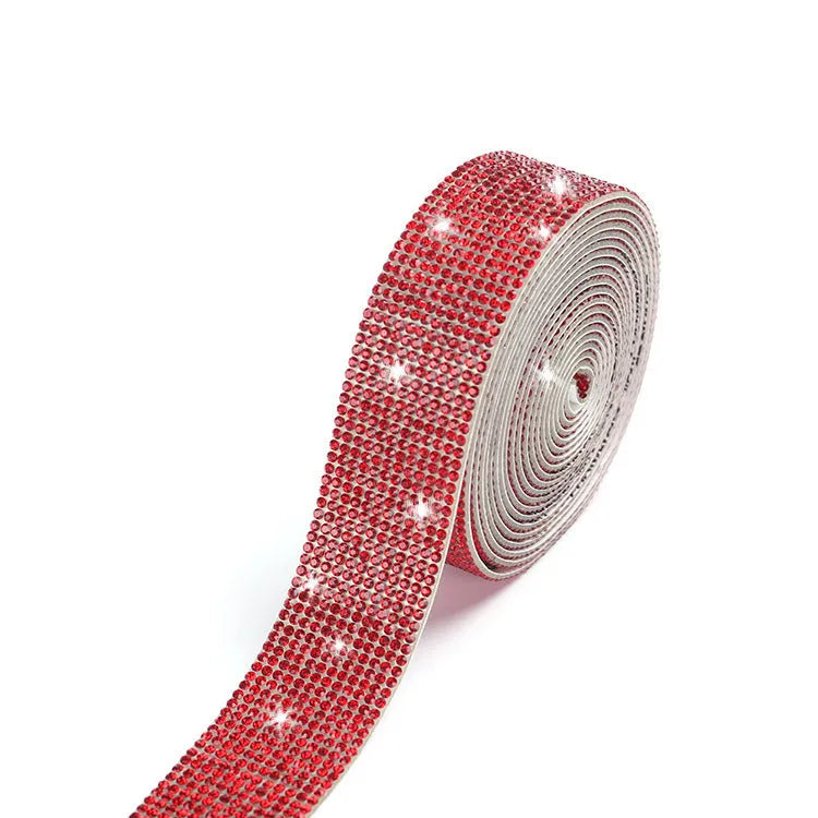 Self-adhesive glass water drill strip in AB colour and white showing electroplated finish