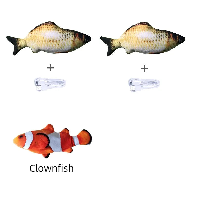 Electronic jumping fish simulation cat toy without catnip, 30cm multicolour design with USB charging