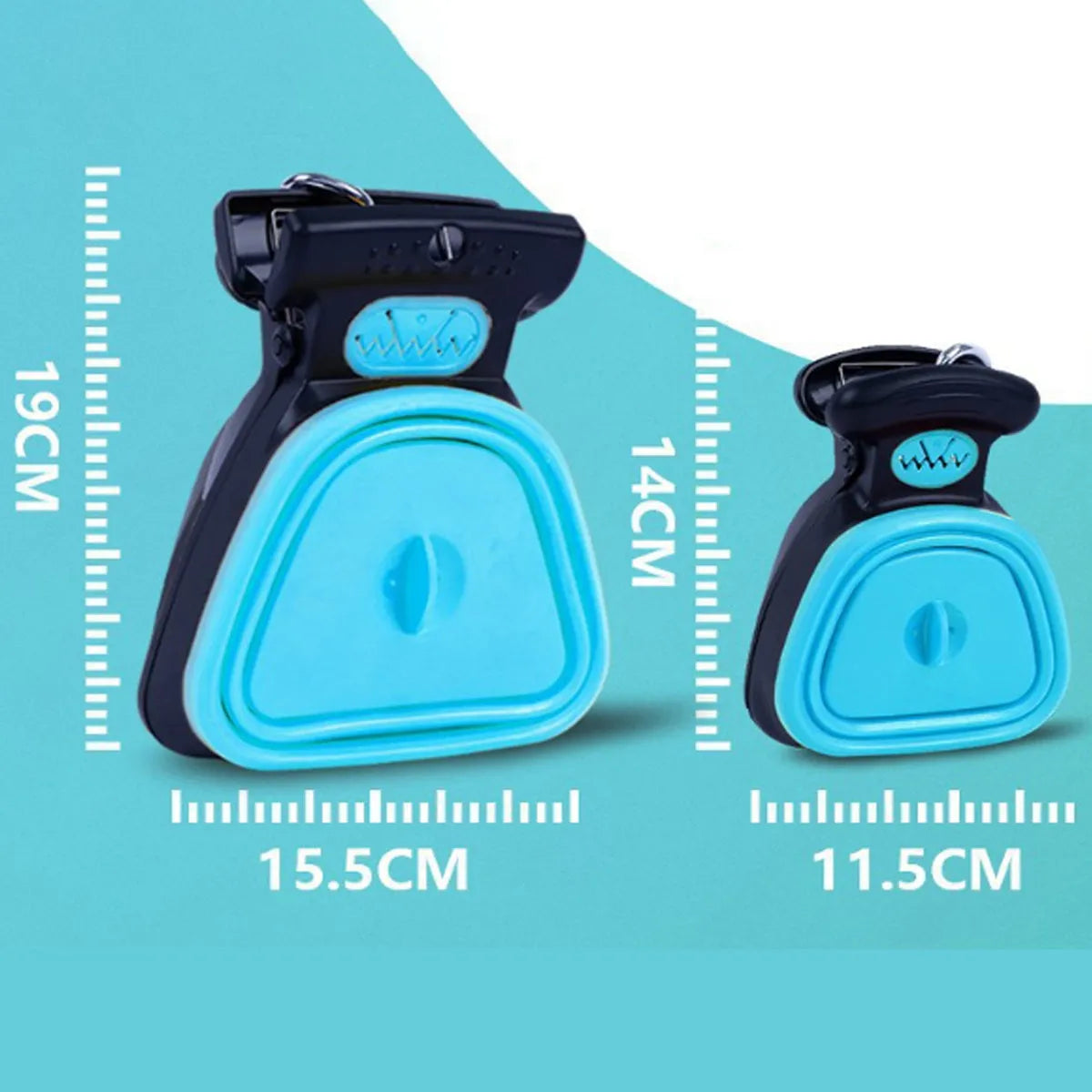 Portable pooper scooper with expandable waste compartment and carabiner clip attachment