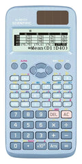 Casio 991EX solar-powered scientific calculator in black, blue, or pink for statistics and engineering