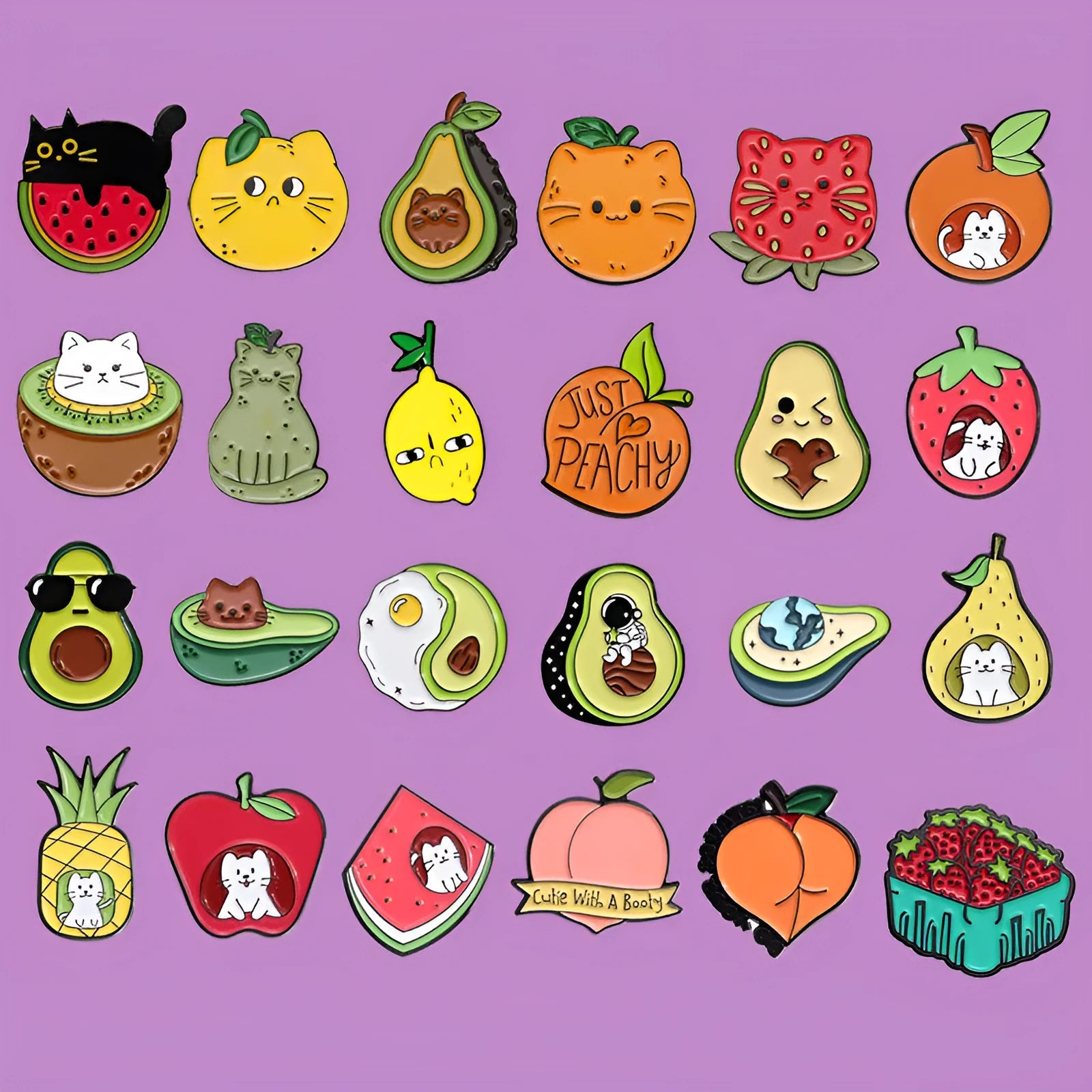Colourful cartoon fruit and letter design metal brooch on zinc alloy pin