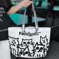 Waterproof woven handbag with colourful printing made from PP material