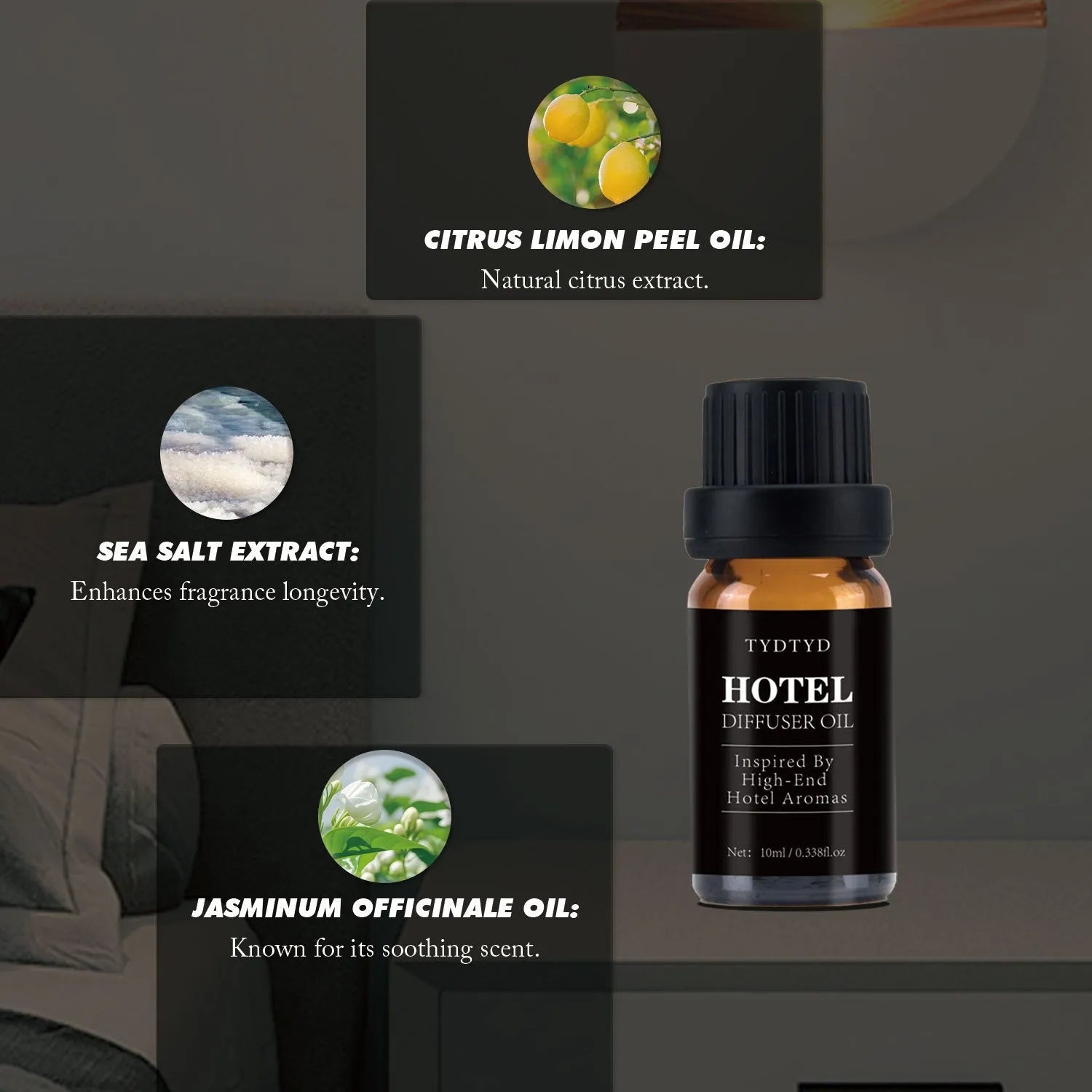 10ml glass bottle of Natural Plant Fragrance Essential Oil with dropper