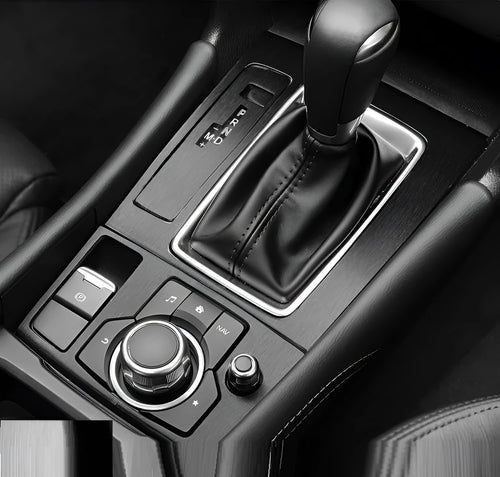 Unksera car interior decorative film sticker kit showing dashboard and centre console application with carbon fibre finish