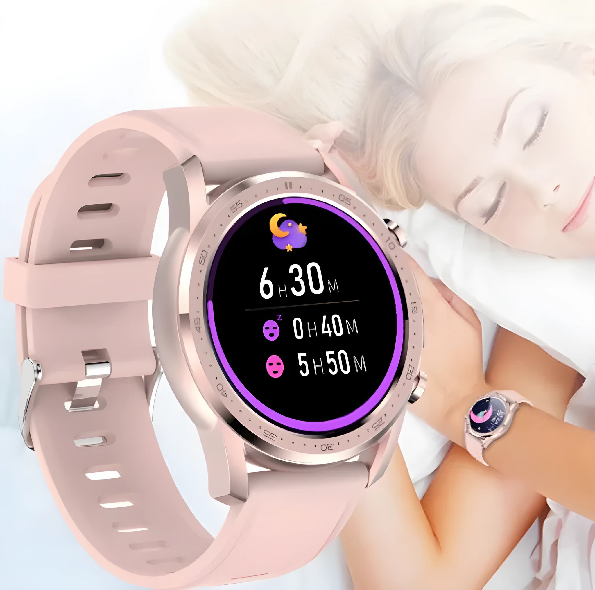 Black or grey smart bracelet with 1.3-inch screen on wrist, showing body temperature readout.