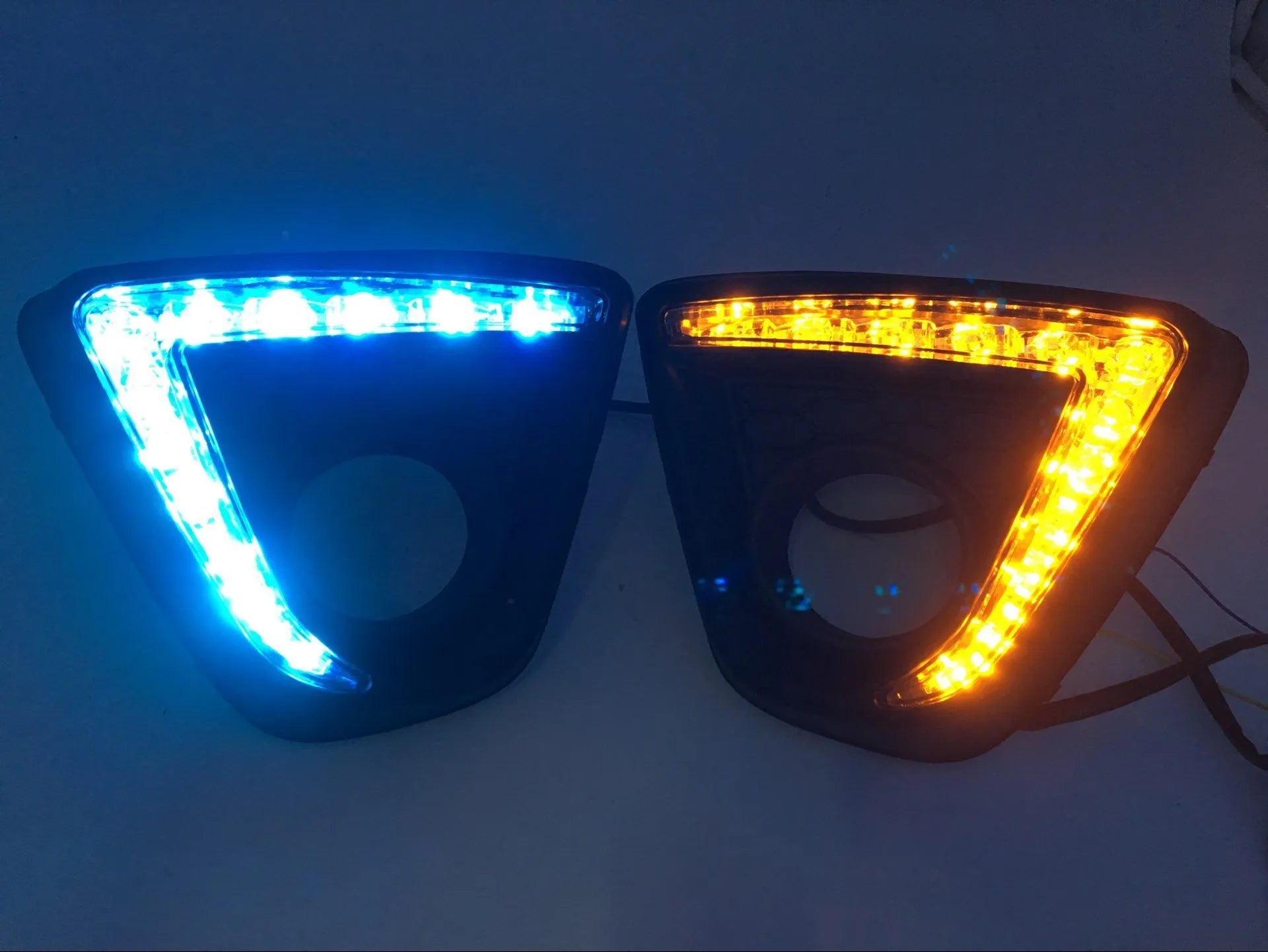 Mazda CX-5 daytime running light LED unit with electroplated metal housing and 12V electrical connection