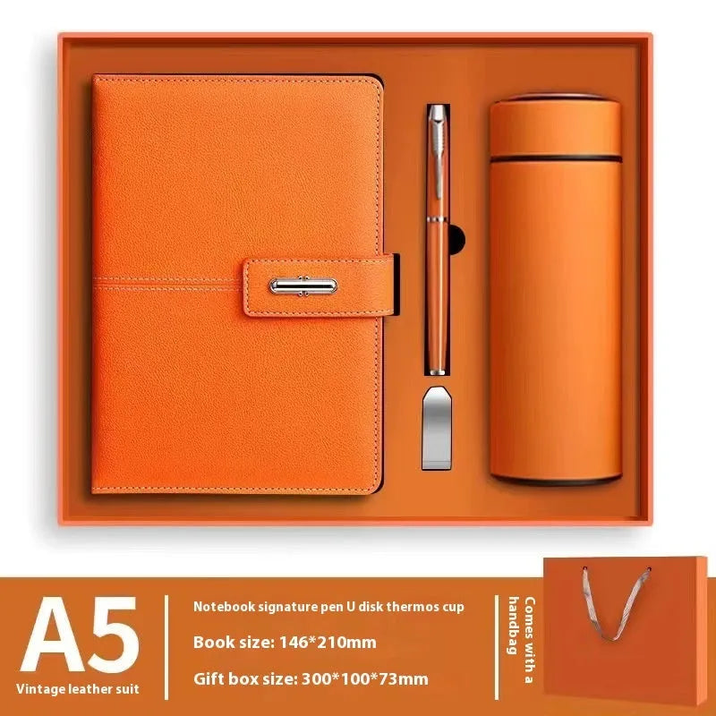 A5 PU leather notebook with wood-free paper in multiple colour options including black, red, green, blue and orange