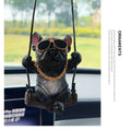 Cartoon bulldog resin car pendant hanging from rearview mirror in black colour option