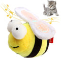 Yellow bee-shaped electronic cat toy with motion-activated squeaking mechanism for interactive indoor play