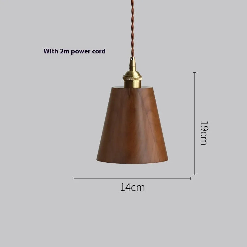 Black walnut finish single-head droplight chandelier with copper and wood art materials